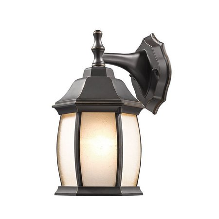 Z-LITE Waterdown 1 Light Outdoor Wall Light, Oil Rubbed Bronze And White Seedy T20-ORB-F